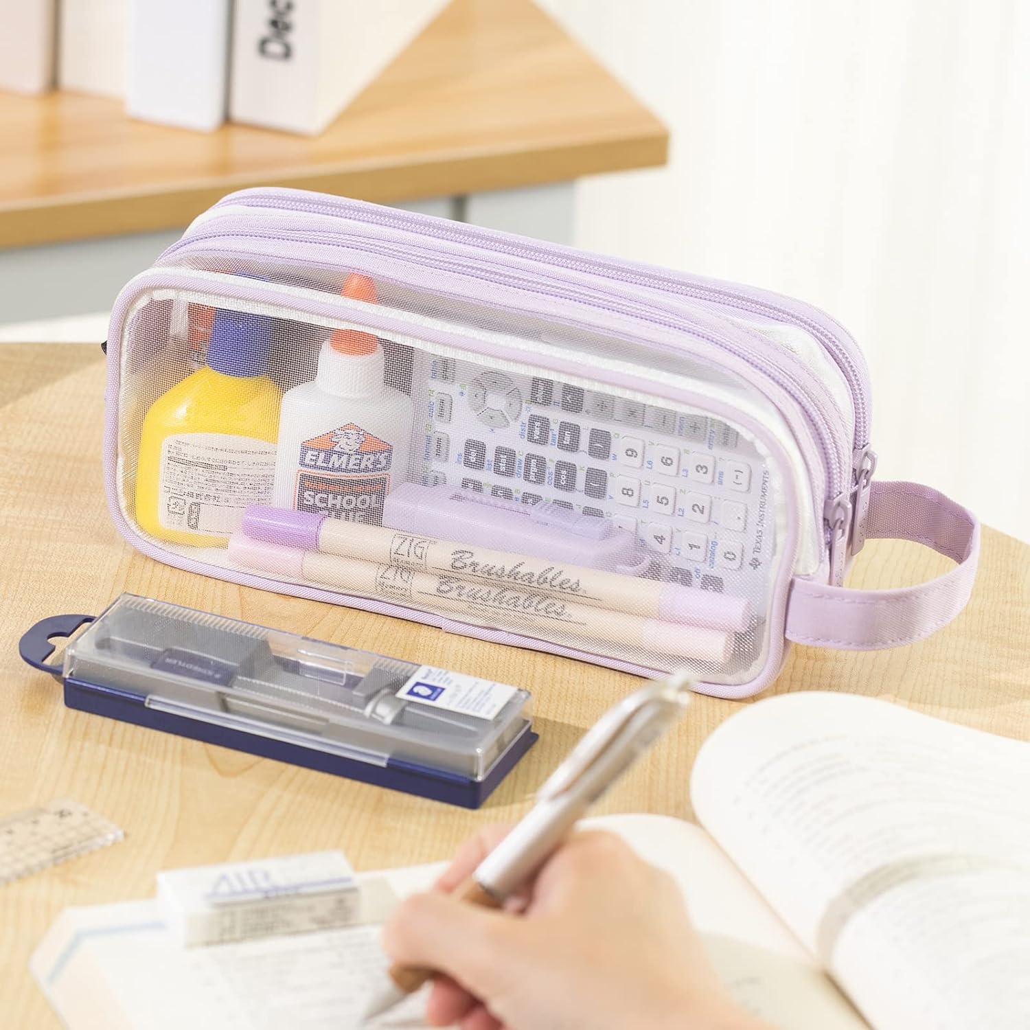 Grid pencil case, transparent pencil case