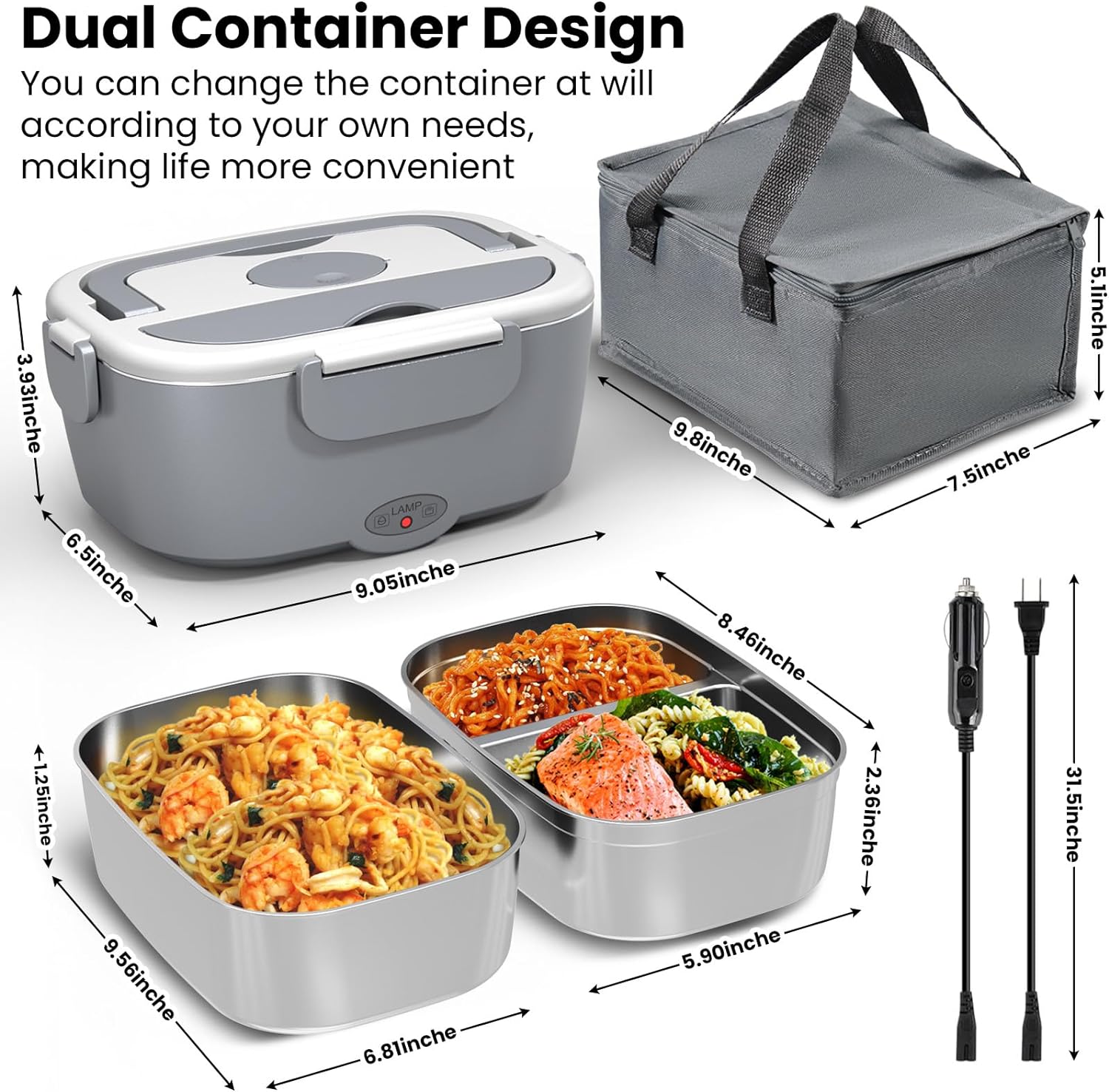 Portable heated lunch box