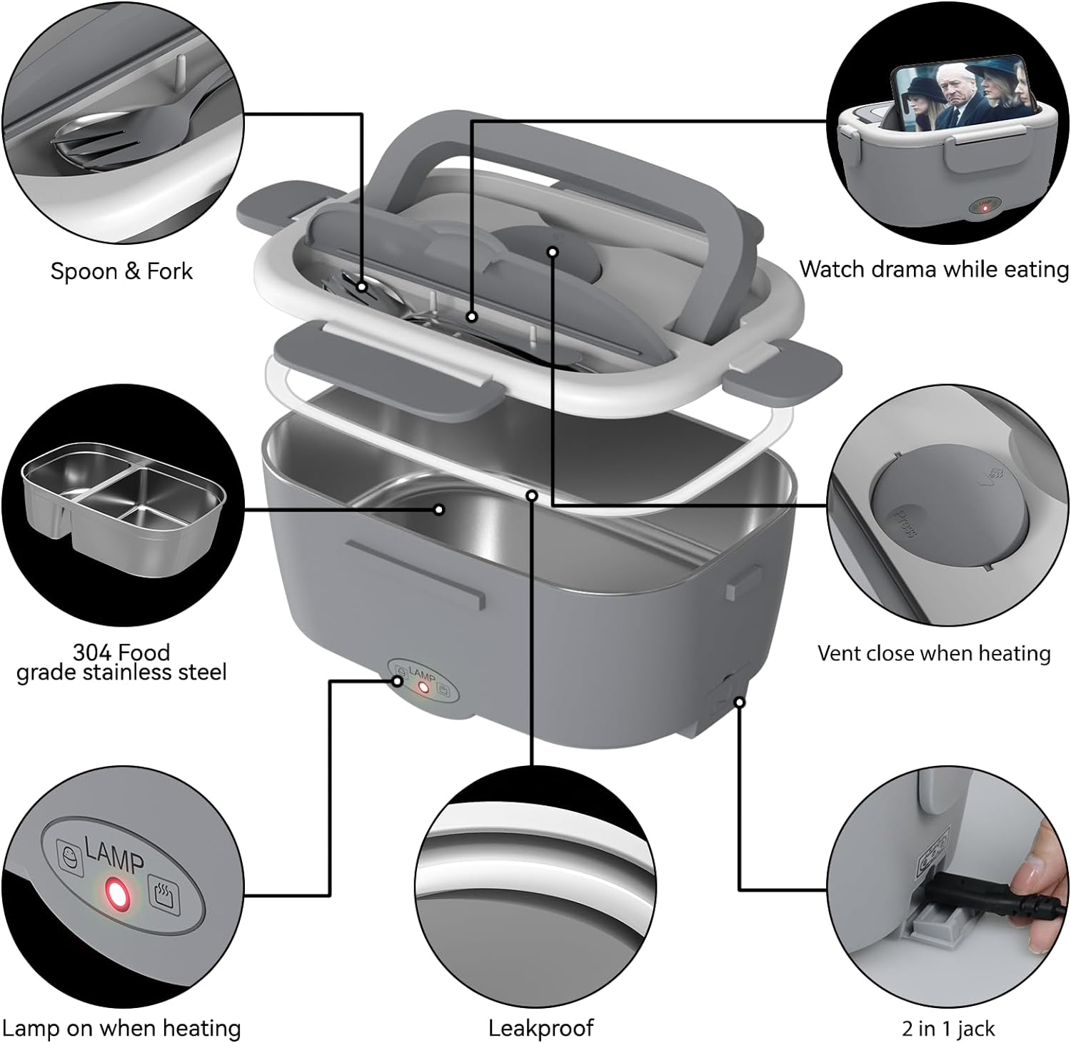 Portable heated lunch box