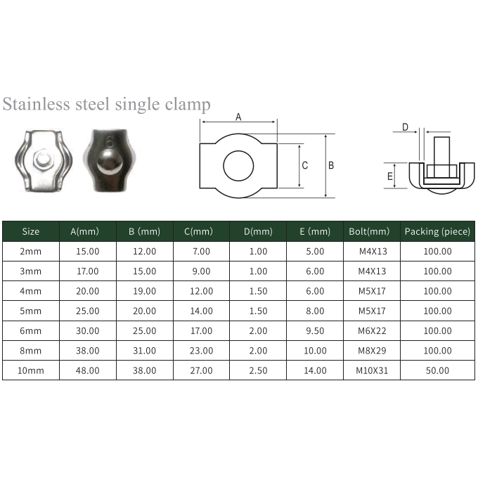 Stainless steel single clamp