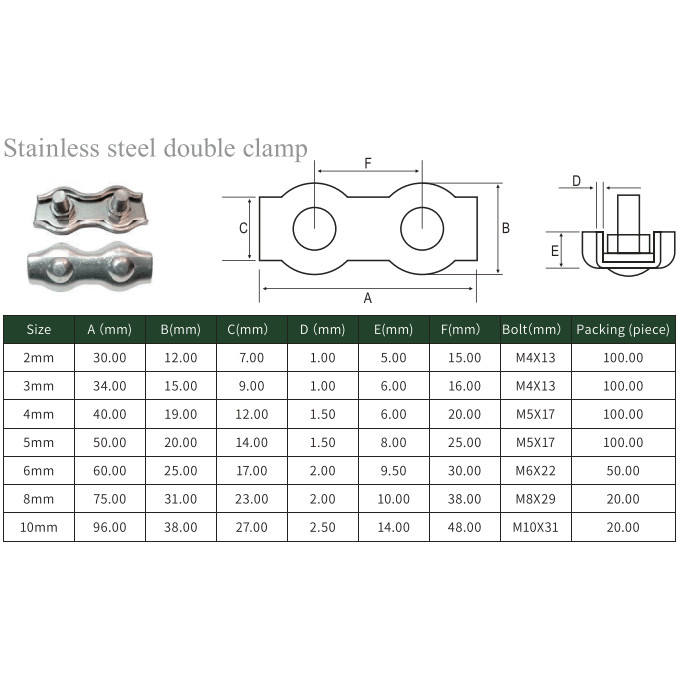 Stainless steel double clamp