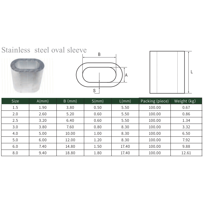 Stainless steel oval sleeve