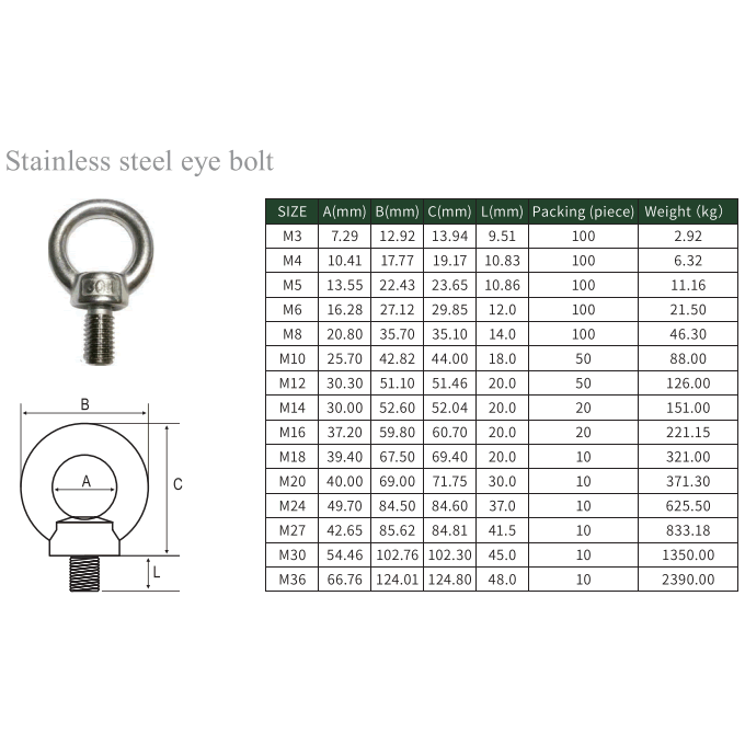 Stainless steel eye bolt