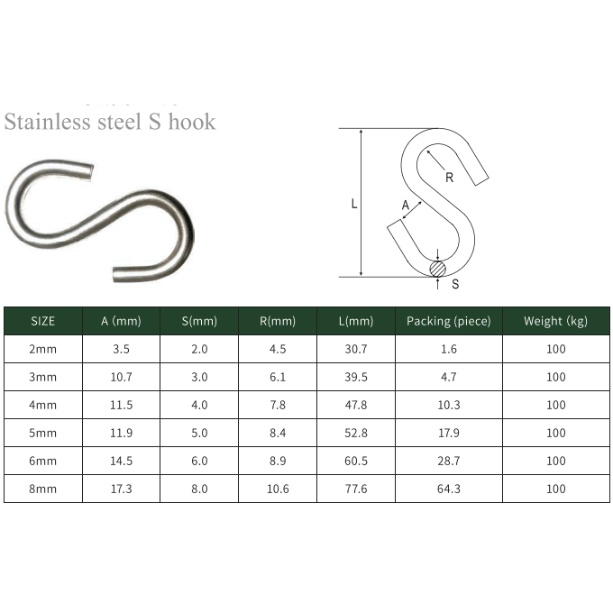 Stainless steel S hook